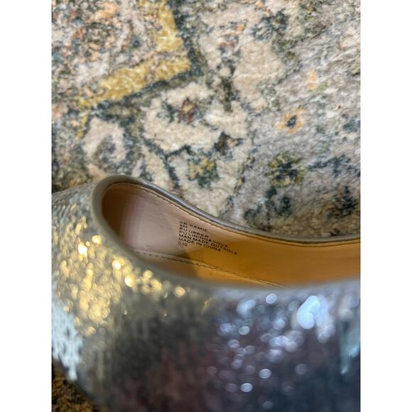 Betsey Johnson Pointed Toe Silver Sequin Sparkle Kitten‎ Heels | Sz 9 - Picture 6 of 8